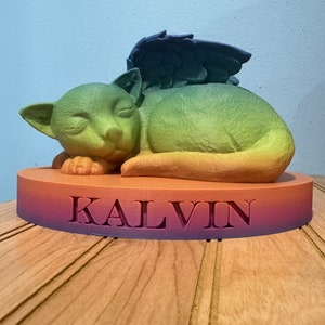 3D Cat Memorial with Angel Wings – Personalized Pet Tribute