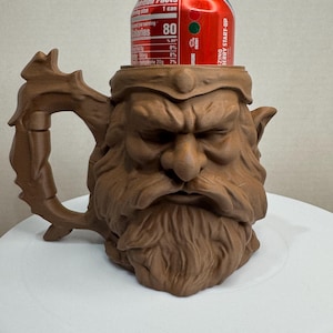 Battle Dwarf Face Can Holder – Fantasy Drinkware for 12oz & 15oz Cans