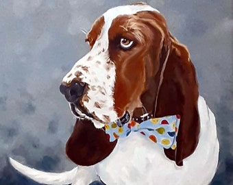 Basset Hound Portrait Just Full of Personality!  Oils on Stretched Canvas from your photos