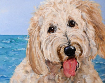 Goldendoodle Dog Portrait Just Full of Personality!  Oils on Stretched Canvas from your photos