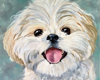 Dog Portrait Painter, Original Pet Portrait Painting, Oils on Canvas by Artist Robin Zebley Shih Tzu or any breed