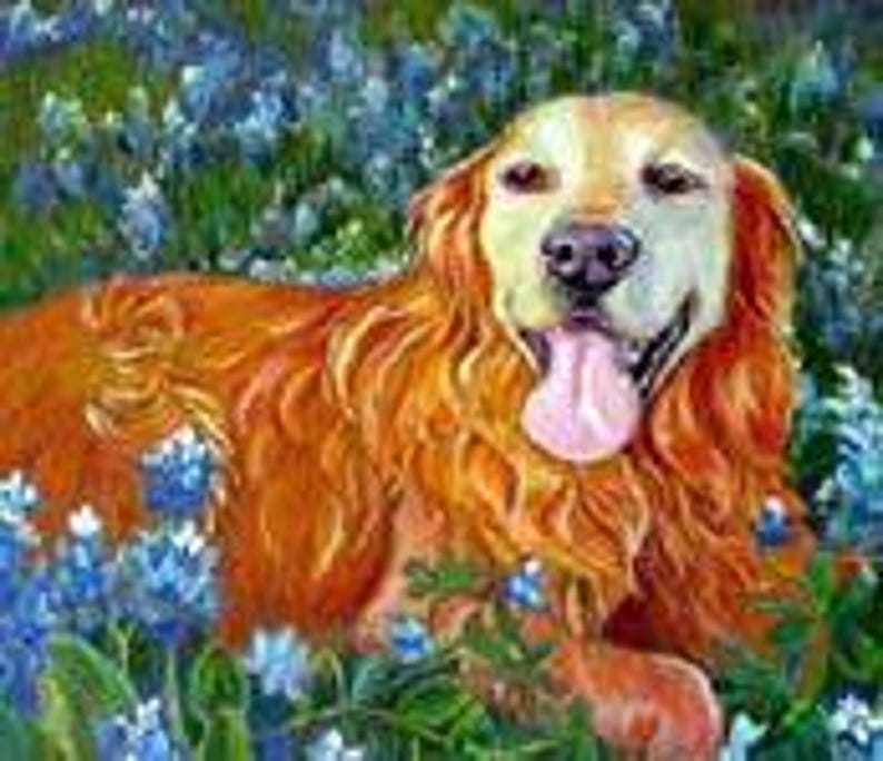 Golden Retriever Portrait, Genuine Traditional Oil Painting on Canvas Bild 10