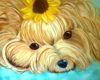 Realistic and Full of Personality Pet Oil Painting on Canvas, hand painted original by dog artist Robin Zebley