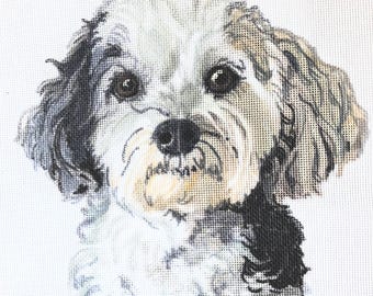 Needlepoint Portrait Canvas, Handpainted from your Photos, pet, home, people