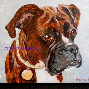 Custom Pet Portrait Oil Painting, Boxer Art or your dog's breed, Personalized Animal Art Painted artist Robin Zebley Brindle Profile image 8