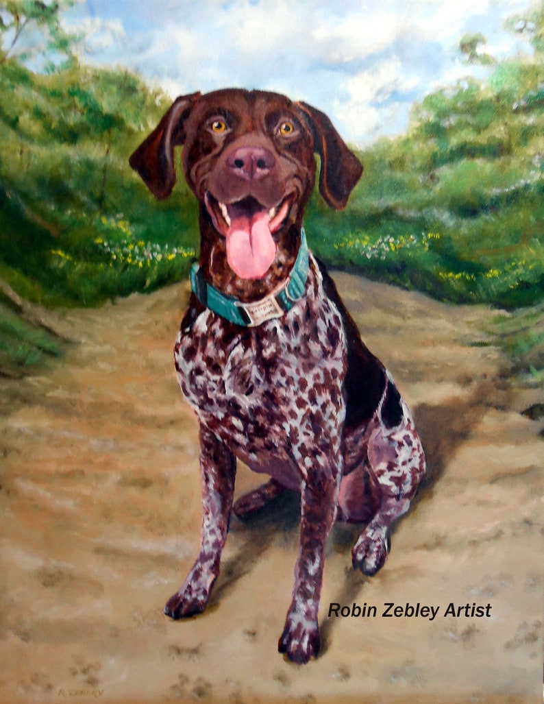 German Shorthaired Pointer Landscape Painting Large Oil Etsy