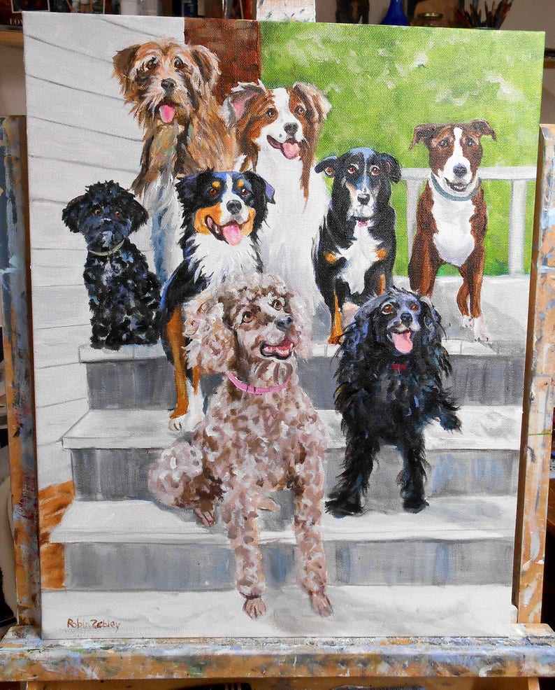 Boxer Dog 18 x 24 Custom Pet Portrait, Genuine Hand Painted Oil Painting by me, Artist Robin Zebley image 7