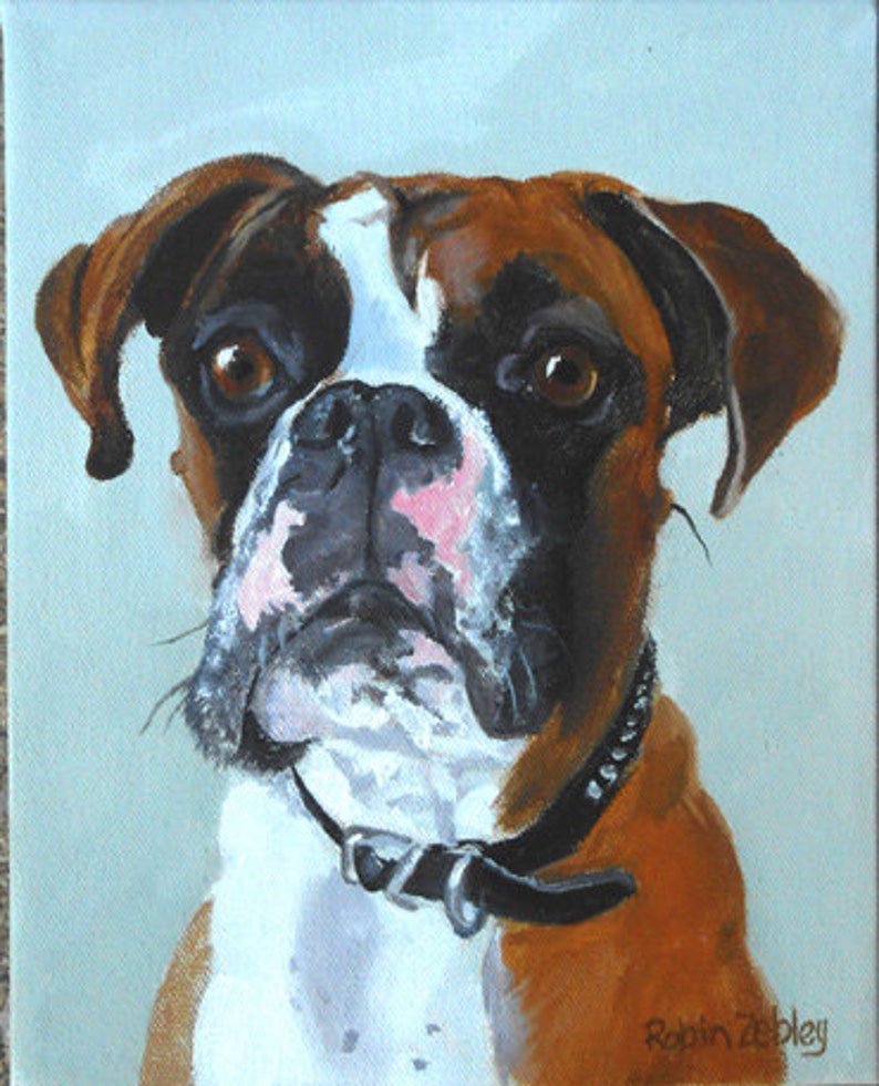 Boxer Dog 18 x 24 Custom Pet Portrait, Genuine Hand Painted Oil Painting by me, Artist Robin Zebley image 1