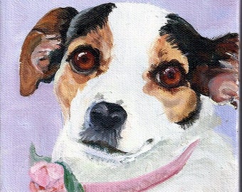 Handpainted Dog Oil Painting Portrait, Large, 30" x 30" Square Gallery Wrapped Painted by Artist Robin Zebley
