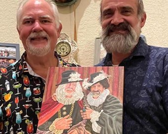 Handpainted Portrait Oil Painting Men in Costume Painted by Artist Robin Zebley on Gallery Wrapped Canvas, in Historical Dress