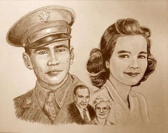 Portrait from Photos, Custom Couples Portrait Hand Drawn in Pastel, Colored Pencil or Graphite