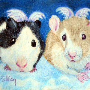 Guinea Pig and Pet Rat Art, Custom Portrait of Guinea Pig, Fancy Rats or any small pet, ferret, bird, reptile image 1