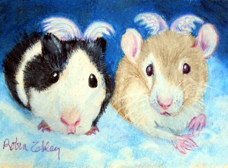 Guinea Pig and Pet Rat Art, Custom Portrait of Guinea Pig, Fancy Rats or any small pet, ferret, bird, reptile image 1