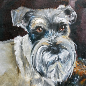 Schnauzer Dog Portrait, Real Hand Painted Oils Custom from Photos image 4
