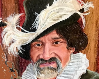 Handpainted Portrait Oil Painting Men in Costume Painted by Artist Robin Zebley on canvas in Period Dress