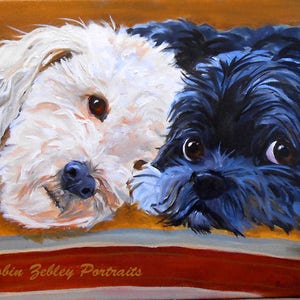 Schnauzer Dog Portrait, Real Hand Painted Oils Custom from Photos image 9