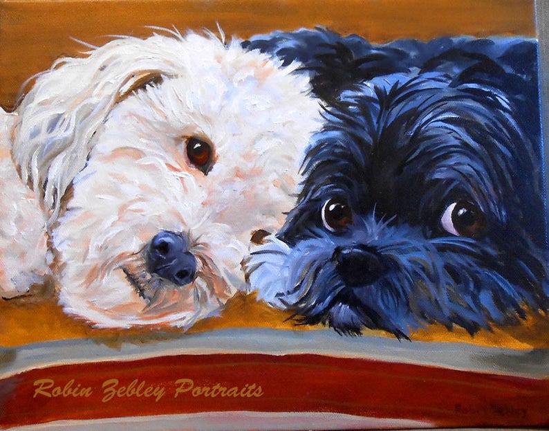 Schnauzer Dog Portrait, Real Hand Painted Oils Custom from Photos image 9