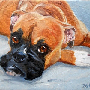 Custom Pet Portrait Oil Painting, Boxer Art or your dog's breed, Personalized Animal Art Painted artist Robin Zebley Brindle Profile image 10
