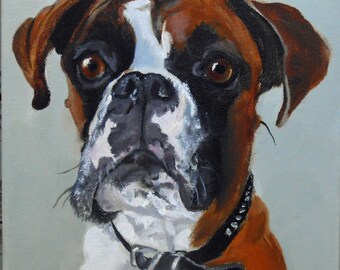 Boxer Dog Custom Pet Portrait, Personalized Oil Painting by Artist Robin Zebley