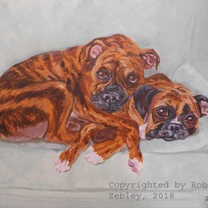 Boxer Dog 18 x 24 Custom Pet Portrait, Genuine Hand Painted Oil Painting by me, Artist Robin Zebley image 2