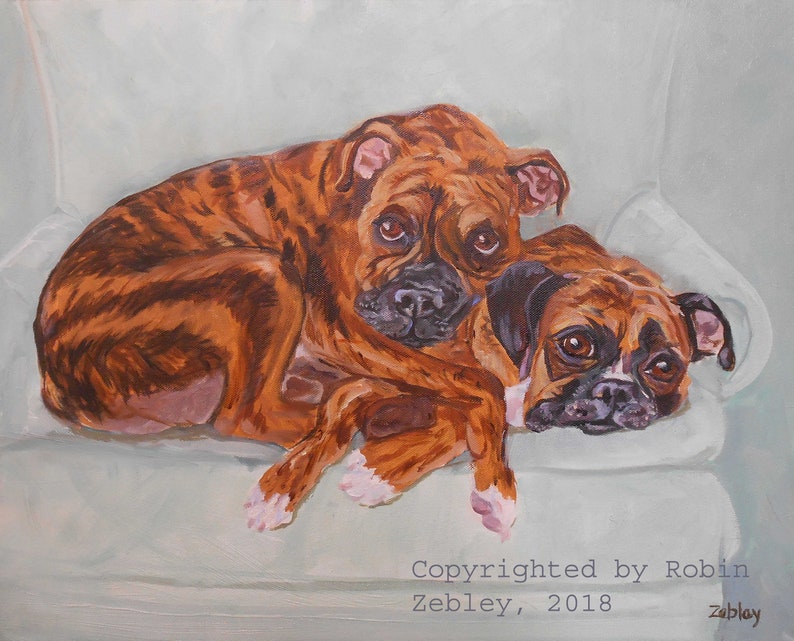 Boxer Dog 18 x 24 Custom Pet Portrait, Genuine Hand Painted Oil Painting by me, Artist Robin Zebley image 2