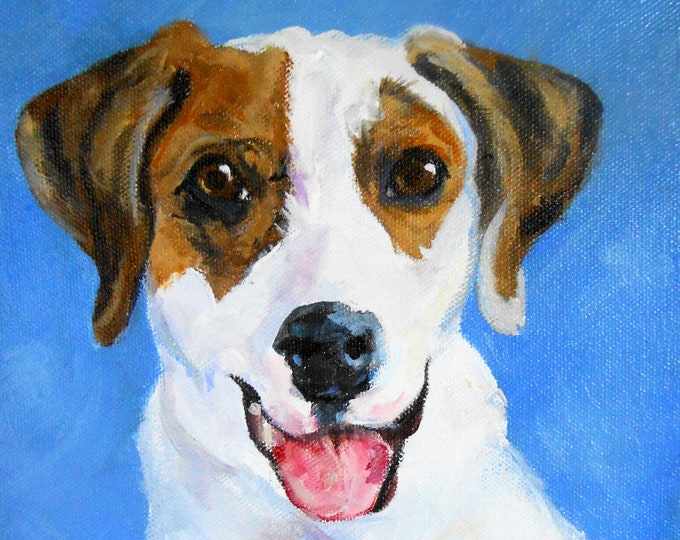 Pet Portrait, Square 18" x 18" Canvas, Oil Painting, Gallery Wrapped, Custom from photos, Dog Portrait, Mixed Breed, Designer, Mutt, Rescue