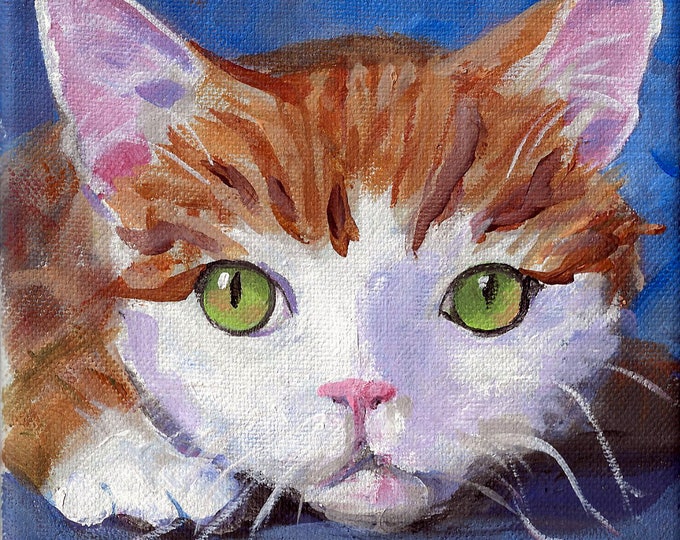 Orange Tabby Cat Painting, Hand Painted Oils on Canvas by me, Robin Zebley