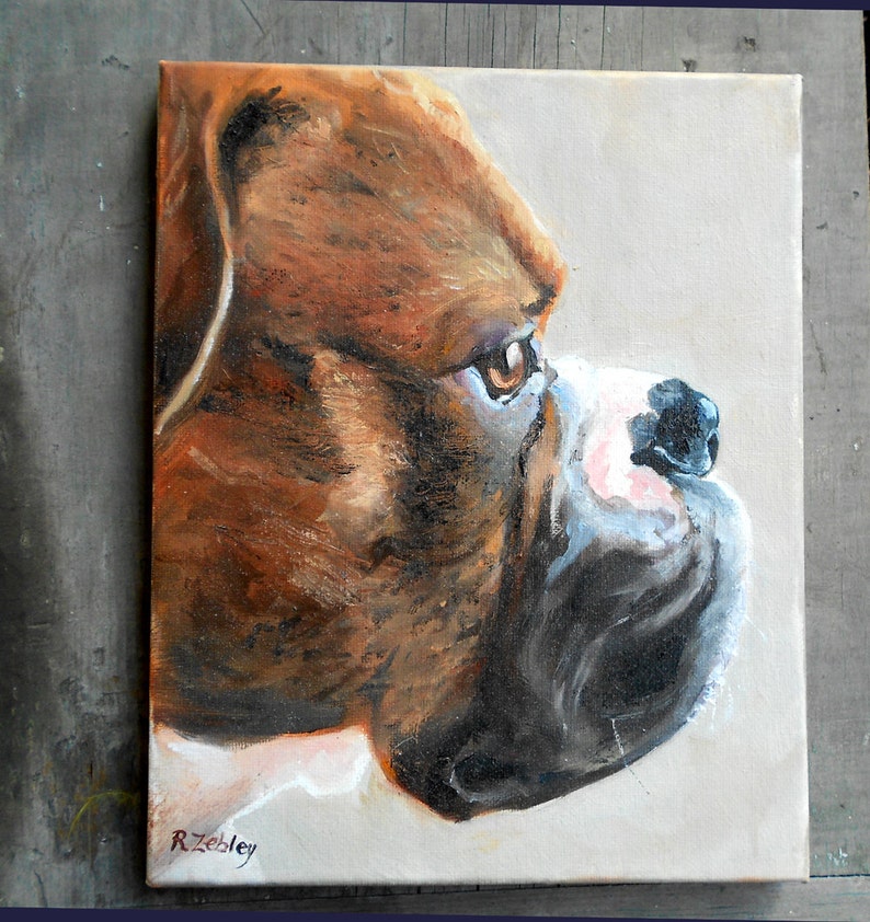 Schnauzer Dog Portrait, Real Hand Painted Oils Custom from Photos image 2