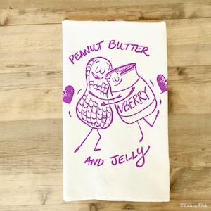 Peanut Butter and Jelly Tea Towel Dish Towel PB & J Wedding gift lovers
