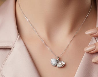 Silver Seashell Pearl Necklace: Stainless Steel Mermaid Charm