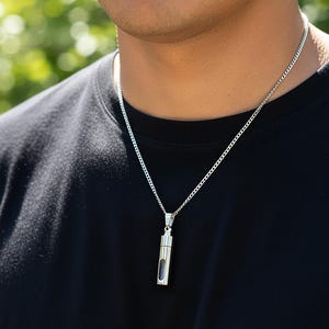Silver Cylinder Urn Pendant: Cremation Ash Keepsake Necklace