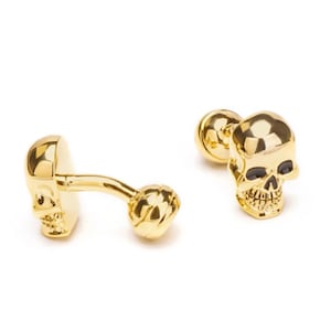 Gold Sugar Skull Cufflinks/ Human Skull Vintage Men’s Cufflinks/ Initials Suit Shirt Cuff links/ Wedding Groom Luxury Cufflinks