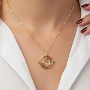 Collier pendentif sablier en or : bijoux sablier pivotants, cadeau accessoire cosplay