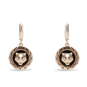 Fierce Gold Leopard Huggie Earrings, Panther Tiger Jaguar Wild Animal Charm Earrings, 18k Gold Plated Minimalist Geometric Earrings
