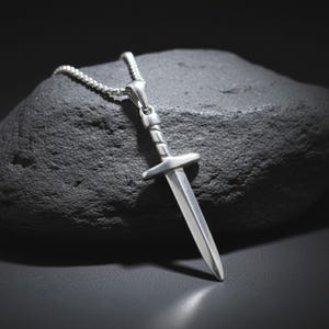 Silver Sword Pendant/ Tiny Dagger Gothic Charm Necklace/ Dainty Viking Knife Necklace for Him
