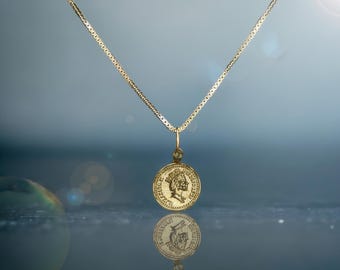 33 mm オールドコインペンダント、マット/光沢のある金メッキメタル