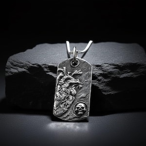 Skull Dog Tag Pendant - Etsy