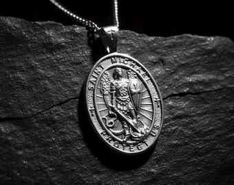 Collana con medaglia di San Michele in argento sterling: ciondolo Arcangelo Protettore