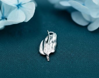 Silver Abstract Leaf Brooch, Modern Minimalist Botanical Lapel Pin, Scarf Brooch