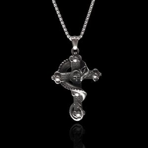 Gothic Dragon Skull Cross Necklace: Stainless Steel Biker Jewelry