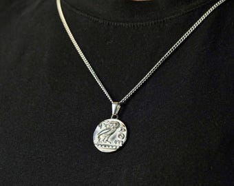 Athena Owl Coin Pendant: 18k Gold Greek Goddess Medallion