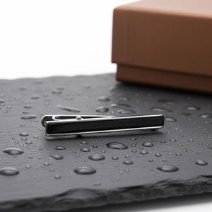 Engraved Black Metal Tie Clip, Stainless Steel Personalized Tie Bar, Wedding Groom Groomsmen Gift