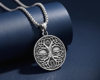 Sterling Silver Yggdrasil Tree of Life Necklace: Celtic Viking Jewelry