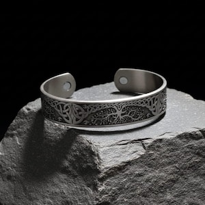 Celtic Tree of Life Bracelet: Norse Knot Stainless Steel Cuff