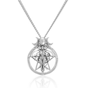 Lilith Pentagram Halsband i Sterling Silver: Wicca Gudinna Amulett bild 3