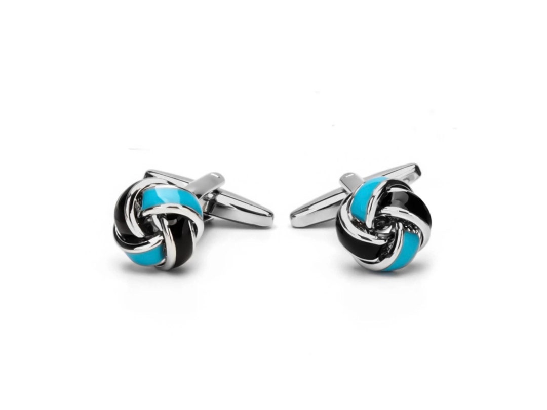 Gemelli Da Uomo Nodo Nero - Eleganti Accessori In Rame Lucidato, Regalo Perfetto Per Matrimonio, Laurea E Festività - Confezione Regalo