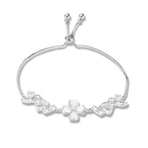 Pulsera de flores para damas de honor, pulsera floral ajustable con inicial para novia, pulsera nupcial de cristal para el día de la boda, regalo para ella