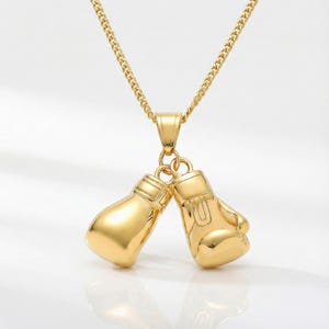 ゴールドボクシンググローブネックレス - グローブペンダントペア、ステンレススチールボクサーペンダント