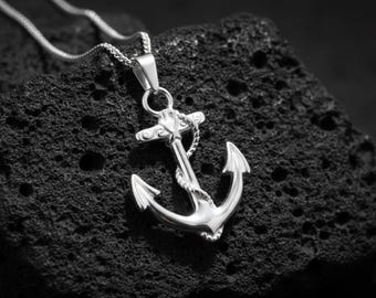 Stainless Steel Anchor Necklace: Nautical Sailor Pendant
