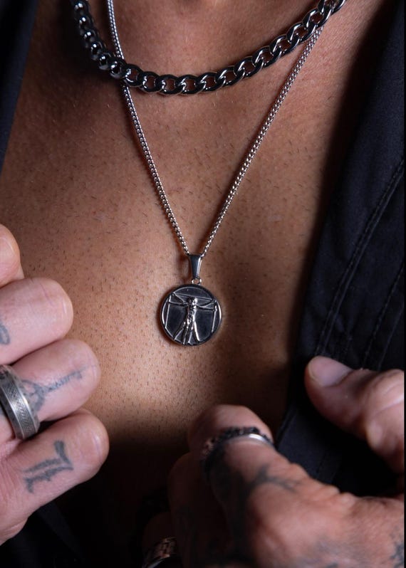 Silver Vitruvian Man Necklace – Serge DeNimes